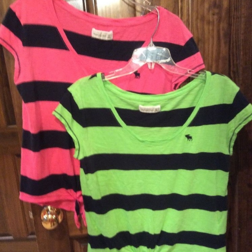 SOLD-2-Abercrombie & Fitch Med S/S Striped Tops